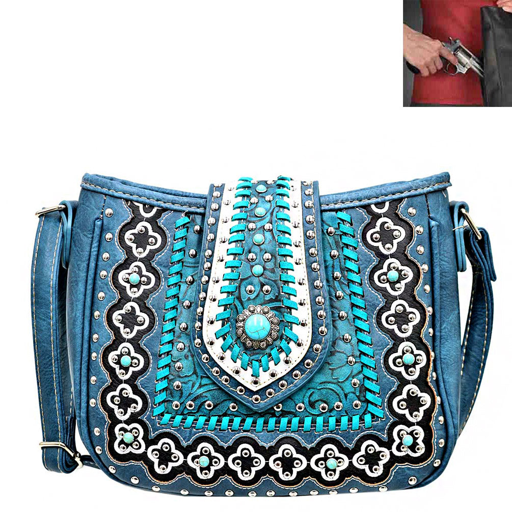 Zelris Spring Bloom Western Concealed Carry Tote Purse Set - PU Leather, Floral Concho Design