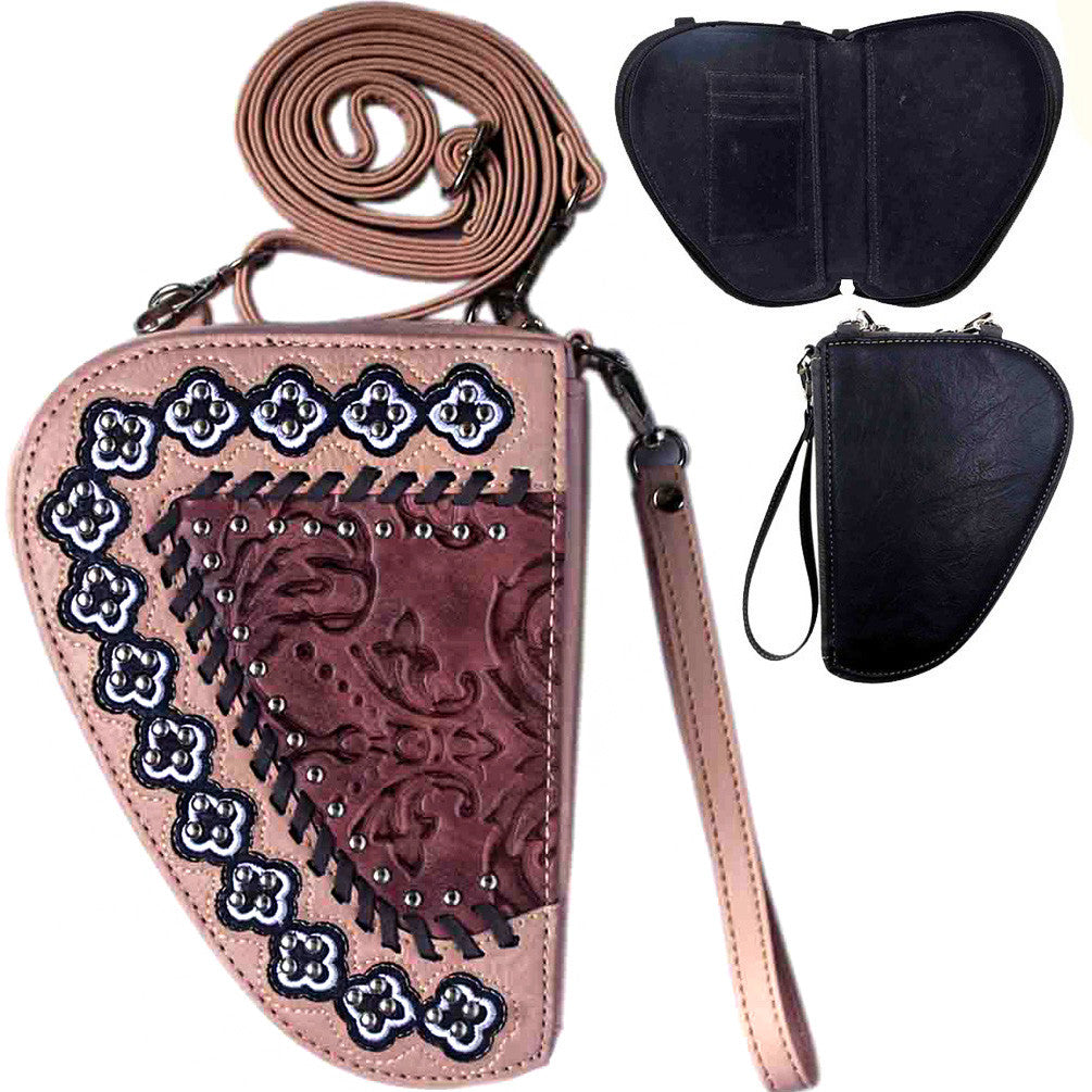 Western Tooling Studded Crossbody Gun Holster Shaped Conceal Carry Pouch