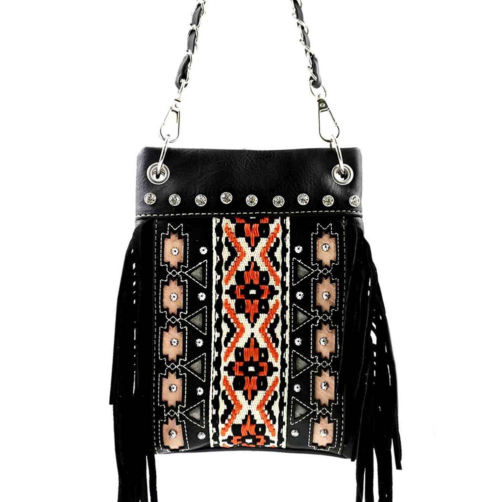 Aztec Fringe Western Design Mini Crossbody Bag