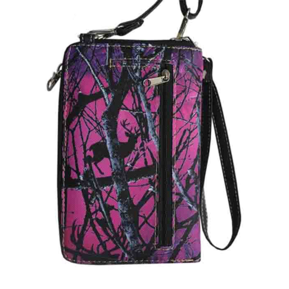 Multi Purpose Buckle Camouflage Embroidery Phone Wallet with Strap