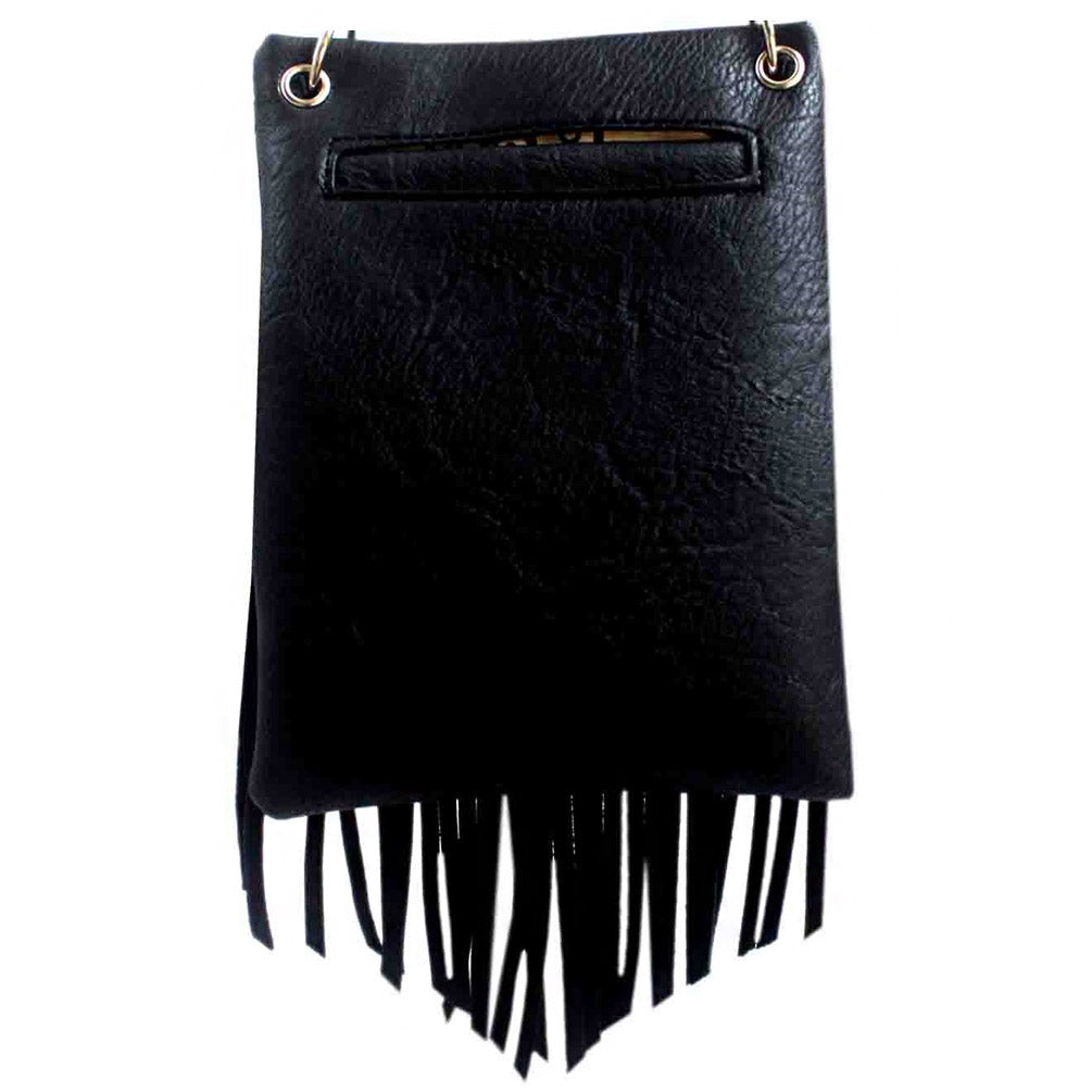 Skull Concho Fringe Quilted Mini Crossbody Bag