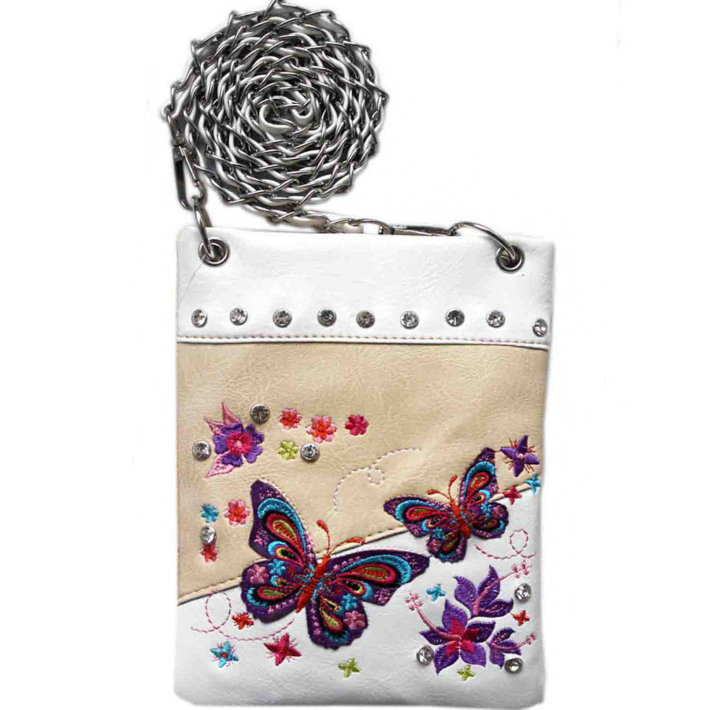 Butterfly Embroidery Rhinestone Mini Crossbody Bag