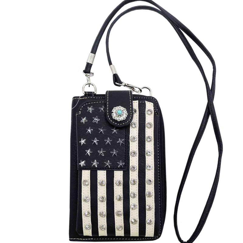 Multi Purpose U.S. Flag Patriot Phone Wallet with Strap