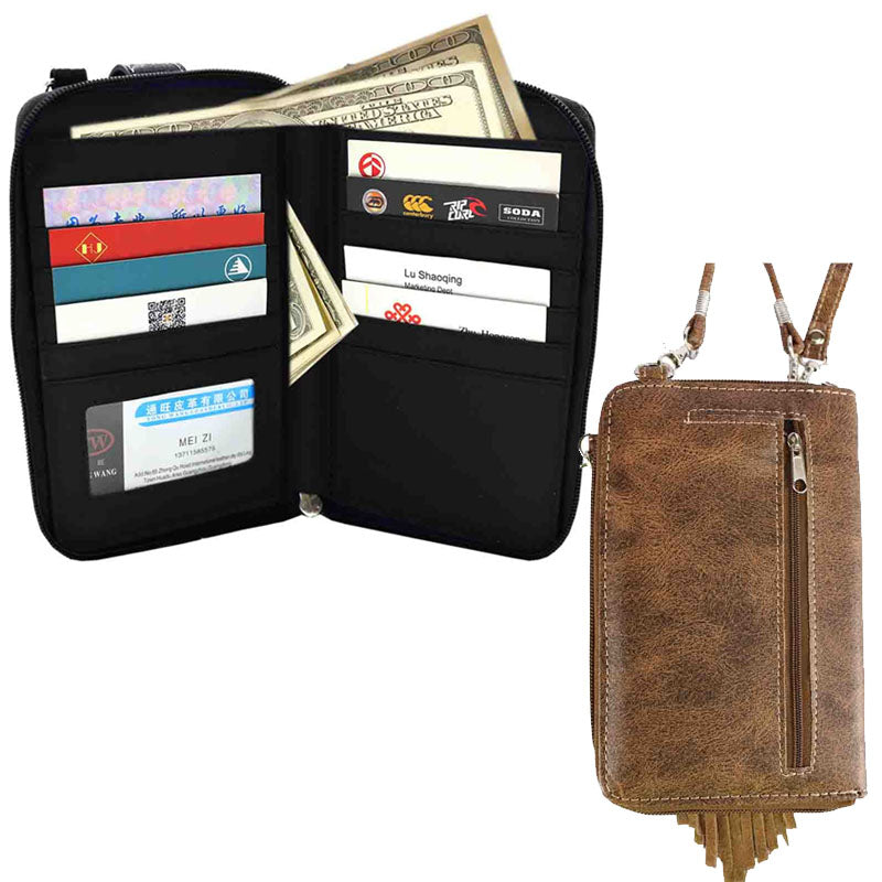 Multi Purpose Western Fringe Studded Phone Wallet with Strap