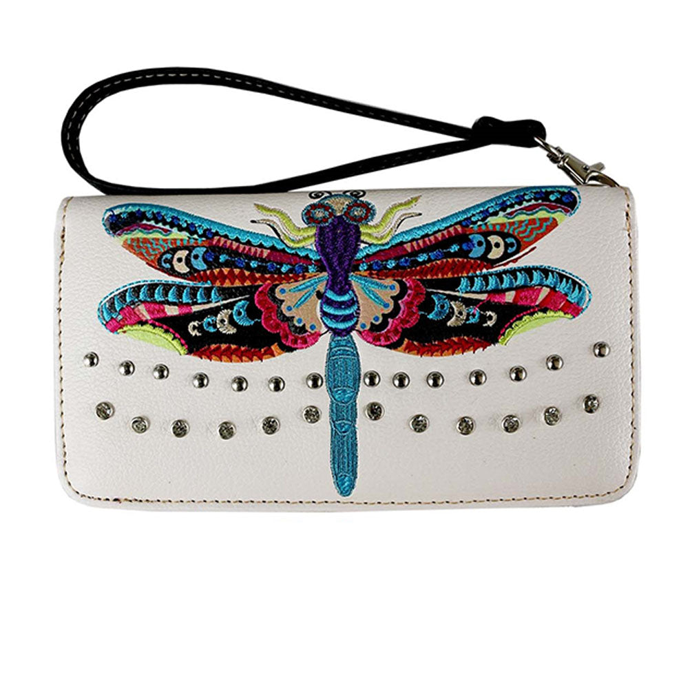 Multi Functional Western Dragonfly Embroidery Wallet