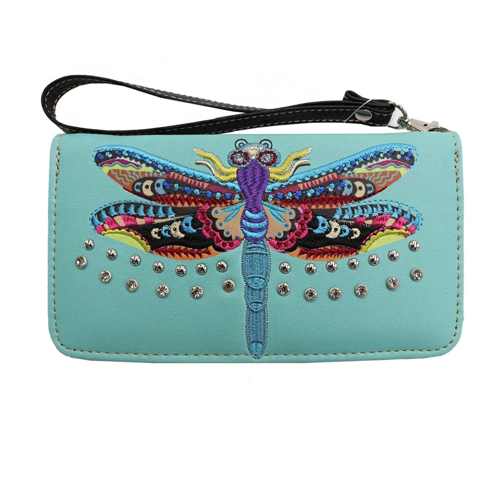 Multi Functional Western Dragonfly Embroidery Wallet
