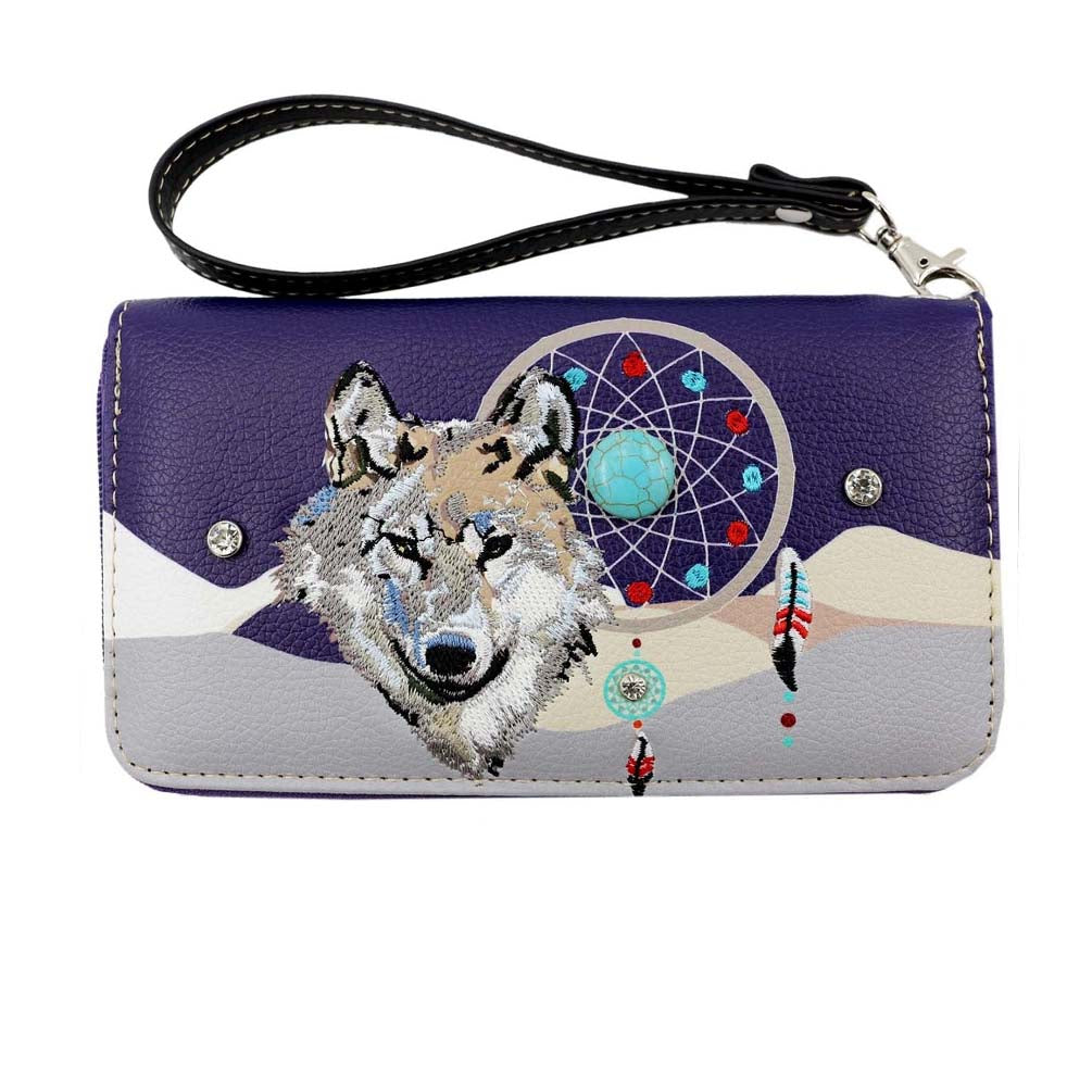 Multi Functional Woolf Embroidery Dream Catcher Wallet