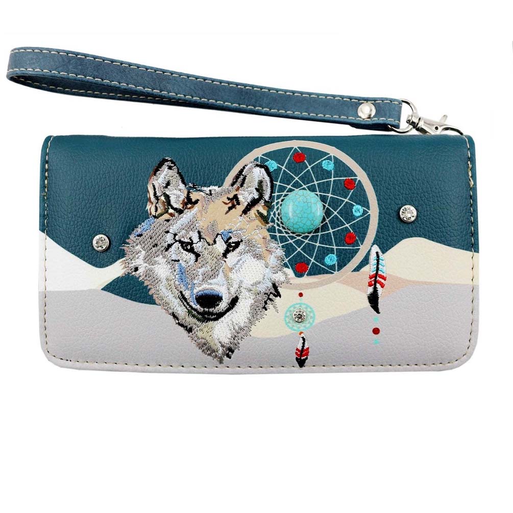 Multi Functional Woolf Embroidery Dream Catcher Wallet