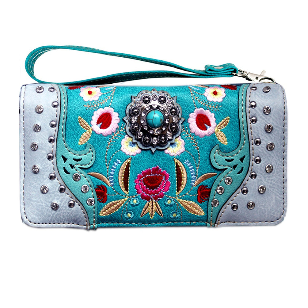 Multi Functional Western Concho Embroidery Wallet