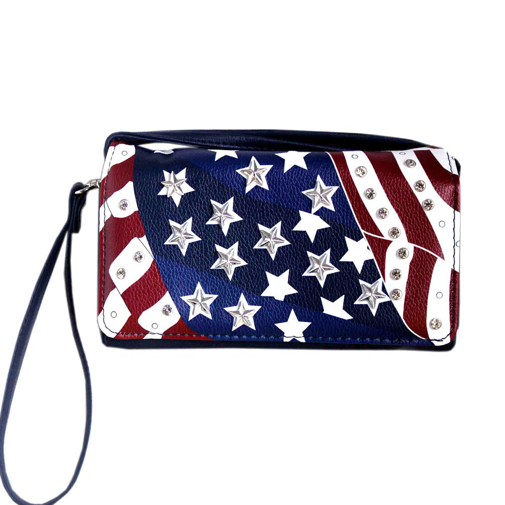 U.S Flag Patriotic Theme Trifold Crossbody Wallet – HerstationWholesale