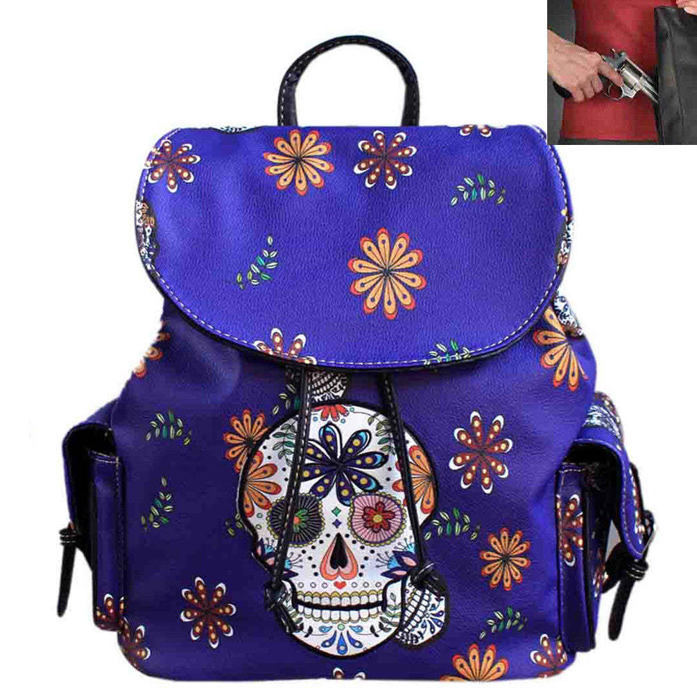 Concealed Carry Sugar Skull Western Cowgirl Backpack