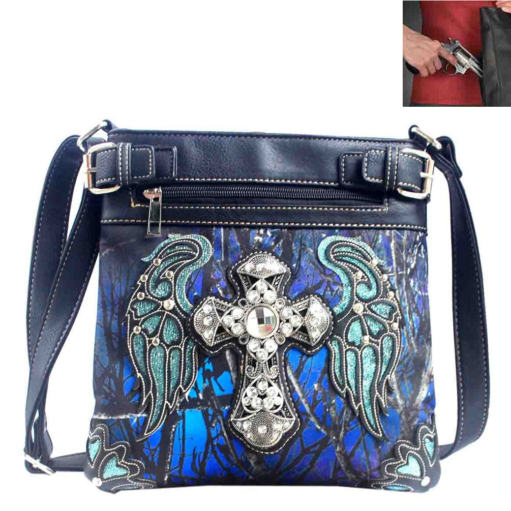 Multi Functional Spiritual Cross Colorful Camouflage Trifold Clutch Crossbody Bag