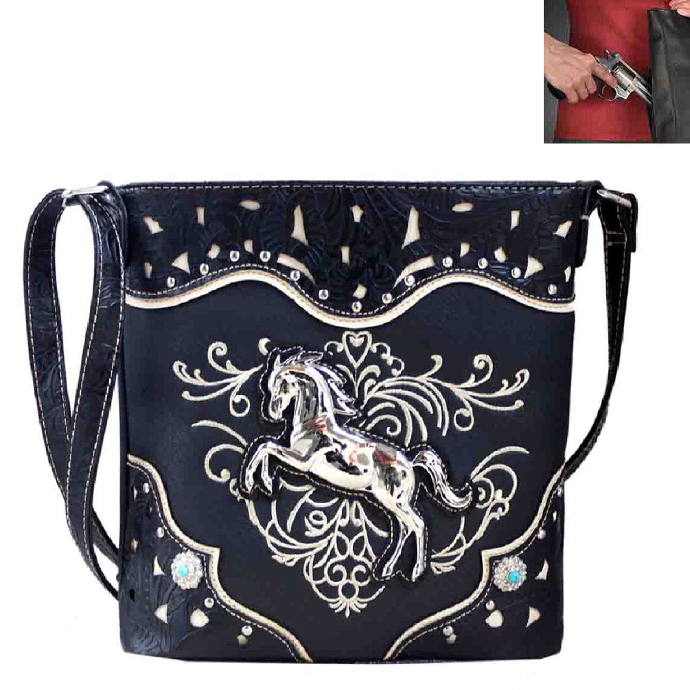 Concealed Carry Western Horse Concho Crossbody Bag