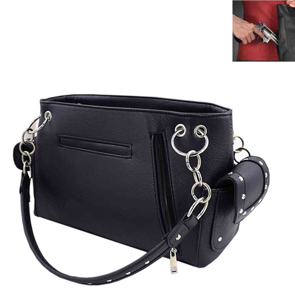 Skull Embroidery Woven Studded Concealed Carry Cowgirl Shoulder Bag