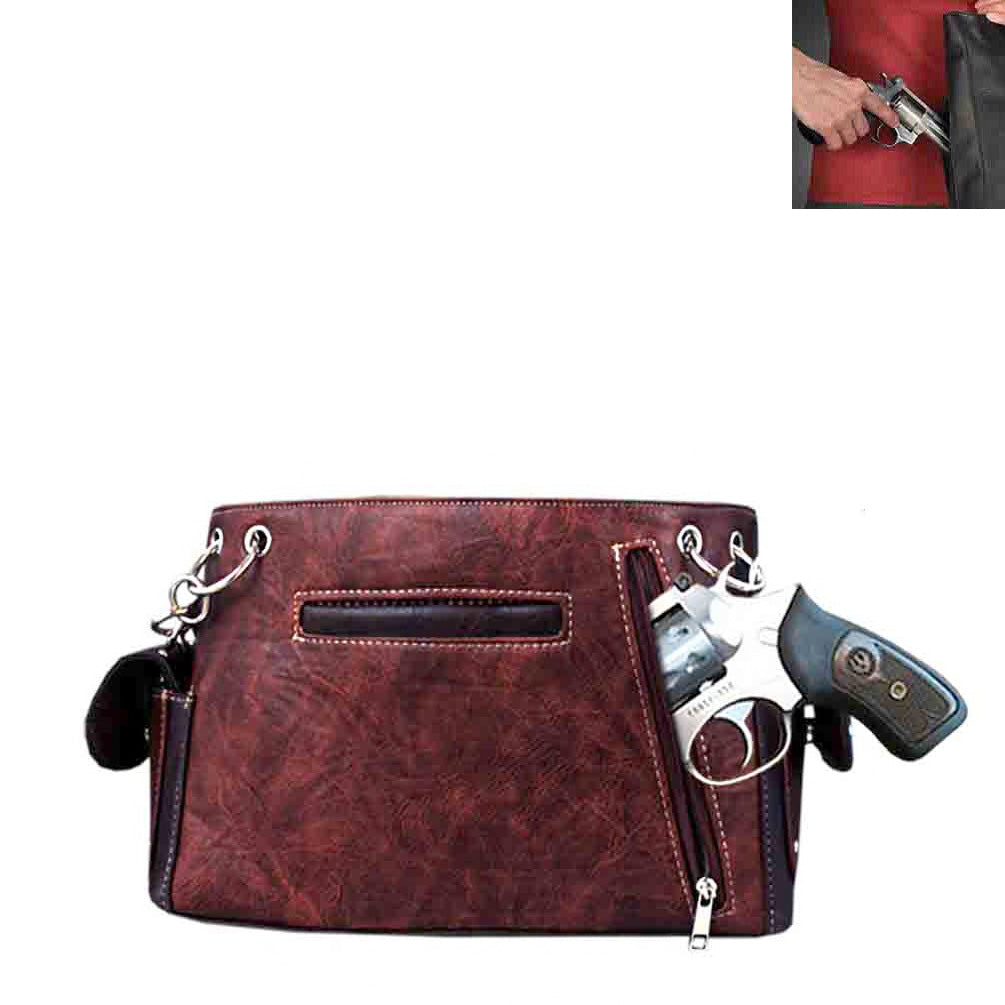 Concealed Carry Western Rhinestone Spiritual Cross Wing Design Shoulder Bag