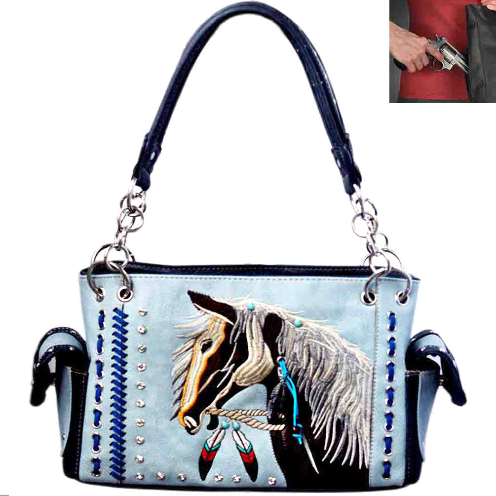 Concealed Carry Horse Embroidery Western Shoulder Bag