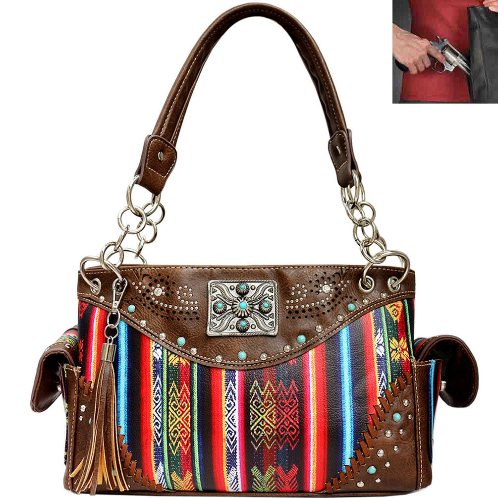 Concealed Carry Western Concho Aztec Shoulder Bag