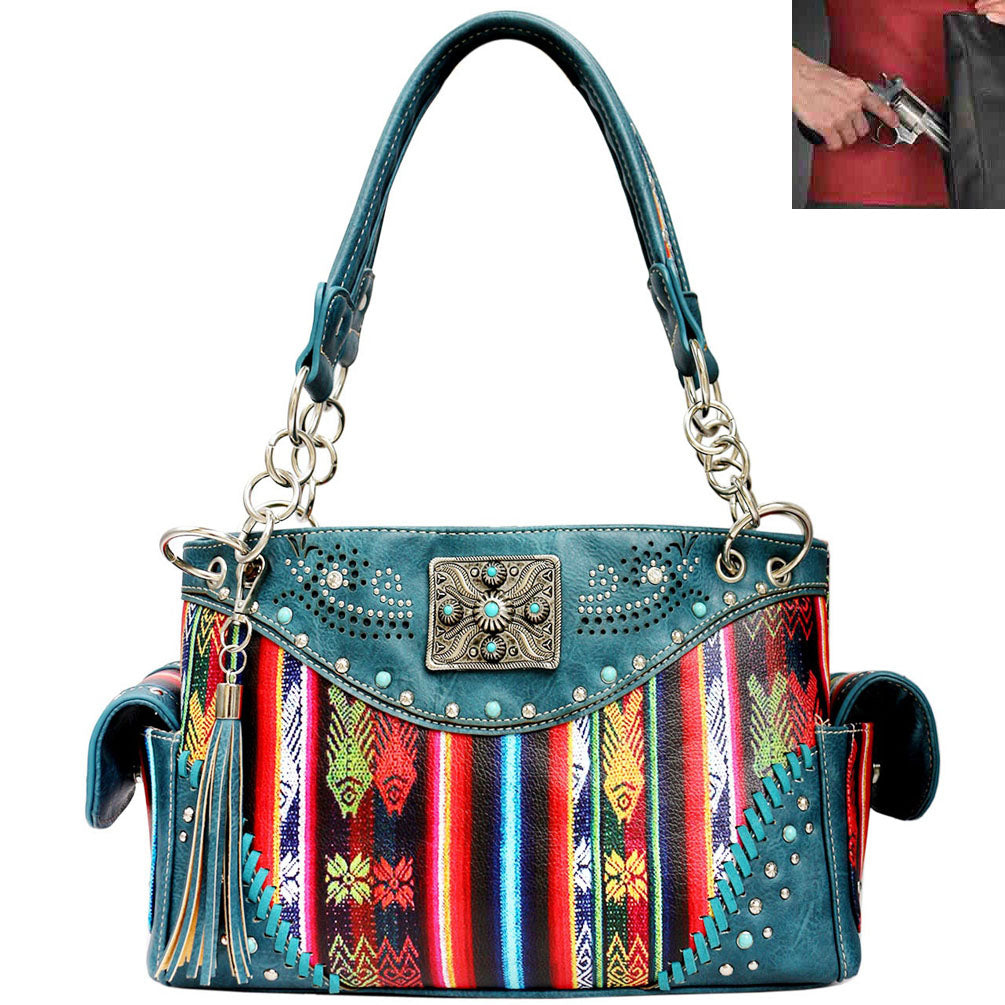 Concealed Carry Western Concho Aztec Shoulder Bag