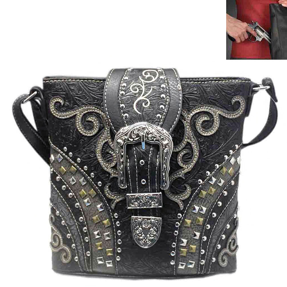 Copy of Concealed Carry Buckle Tooling Studded Design Crossbody Bag