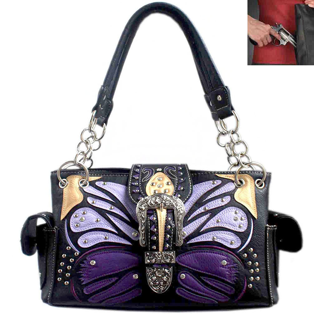 Concealed Carry Butterfly Buckle Shoulder Bag