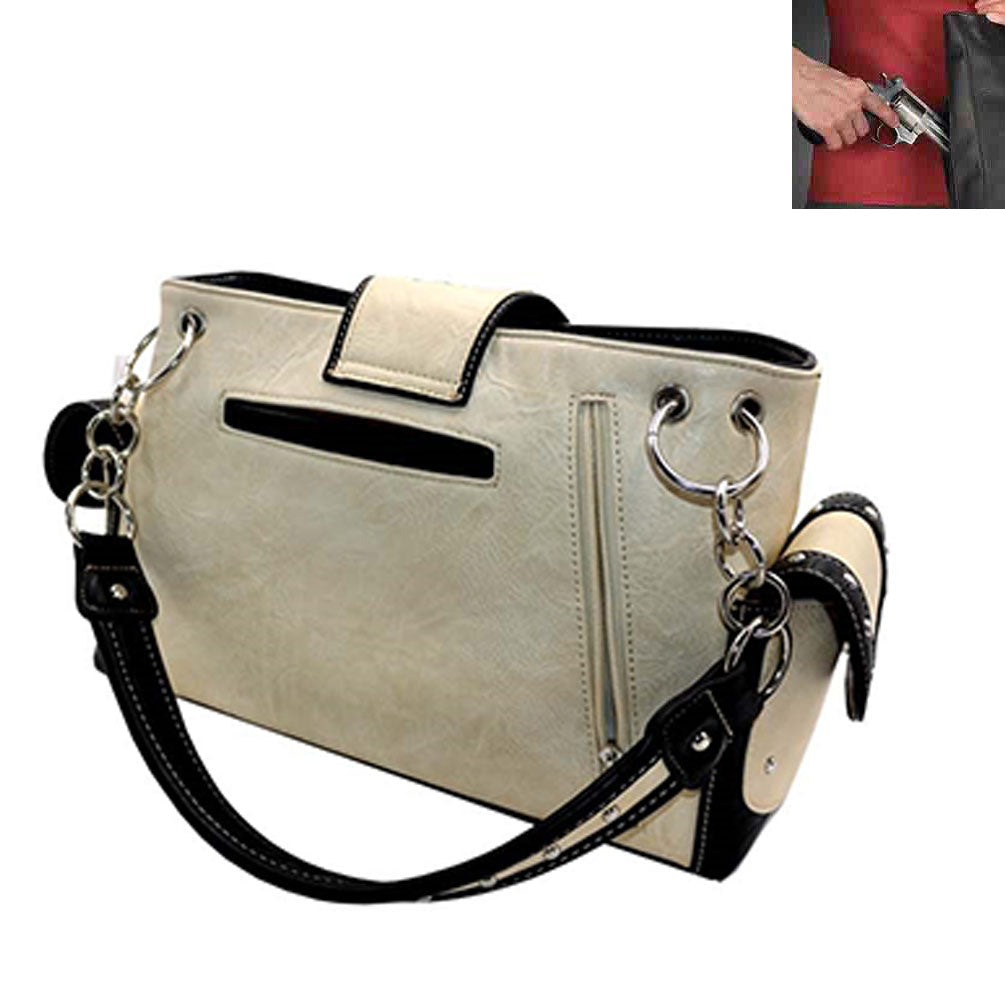 Concealed Carry Western Buckle Studded Shoulder Bag
