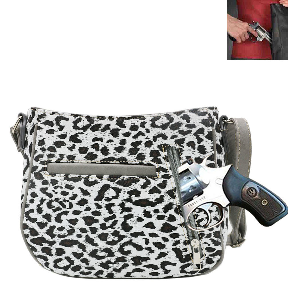 Concealed Carry Western Concho Leopard Print Crossbody Bag