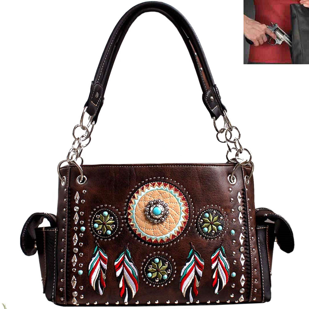 Concealed Carry Dream Catcher Western Embroidery Shoulder Bag