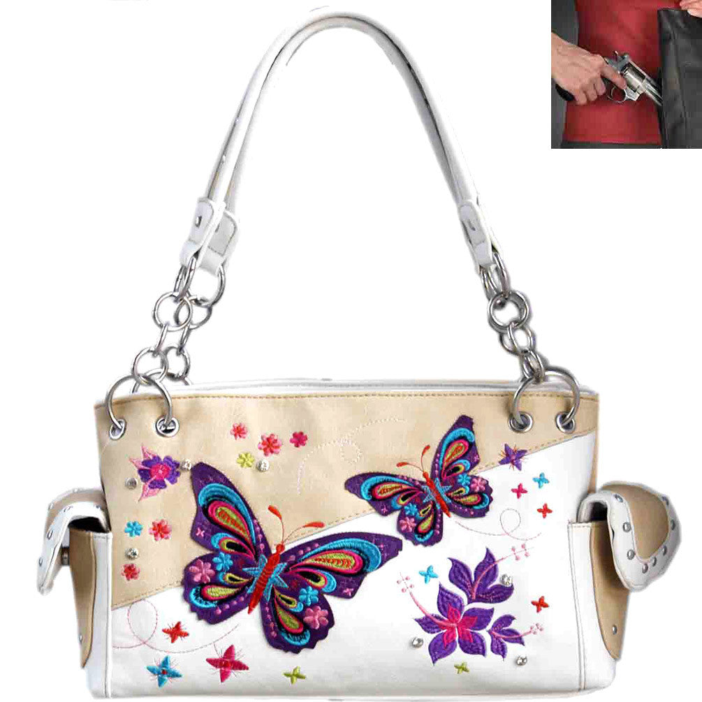 Concealed Carry Western Butterfly  Embroidery Shoulder Bag