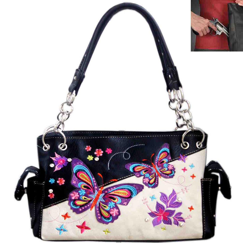 Concealed Carry Western Butterfly  Embroidery Shoulder Bag