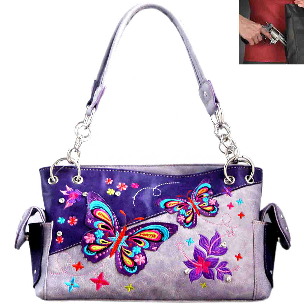 Concealed Carry Western Butterfly  Embroidery Shoulder Bag