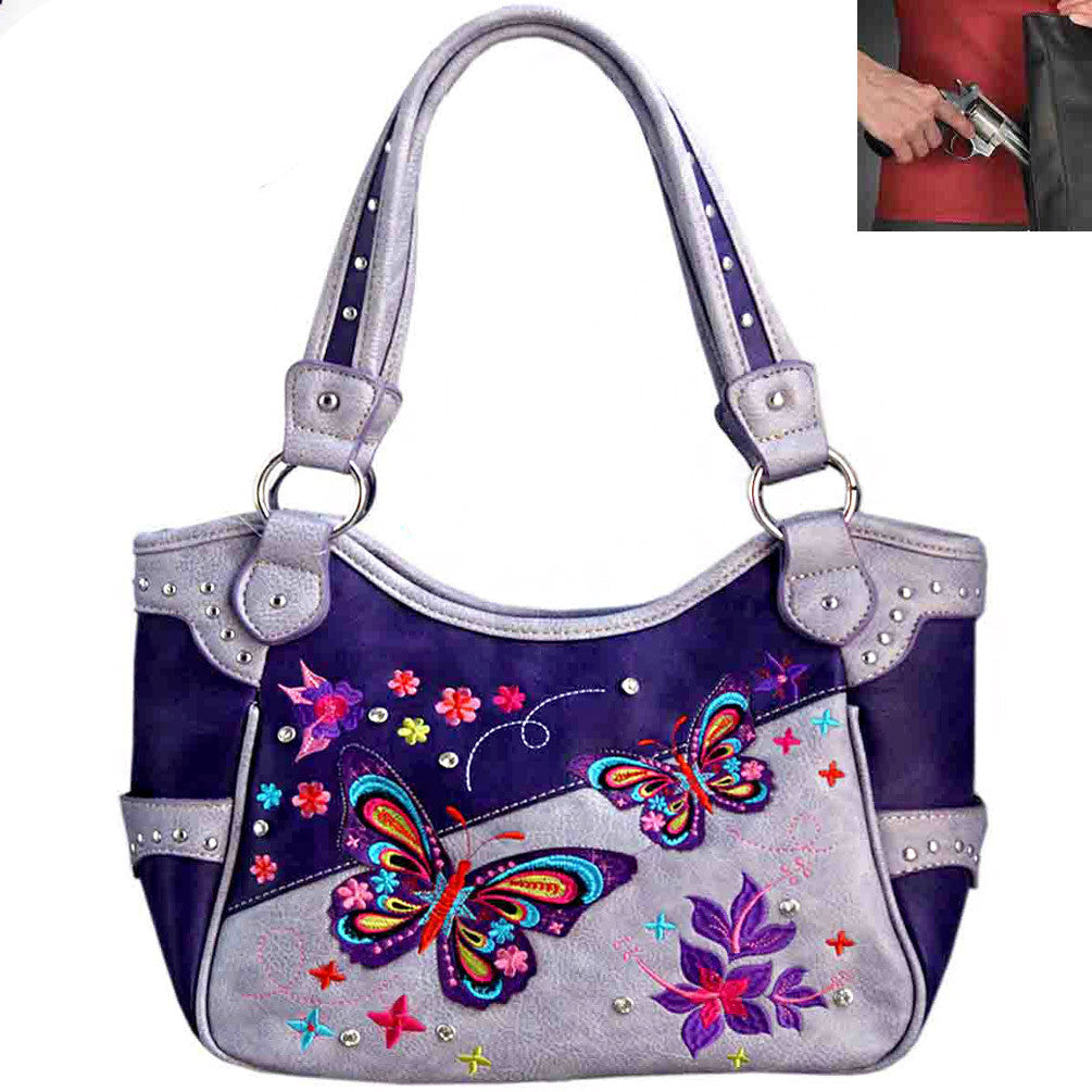 Concealed Carry Western Butterfly Embroidery Shoulder Bag