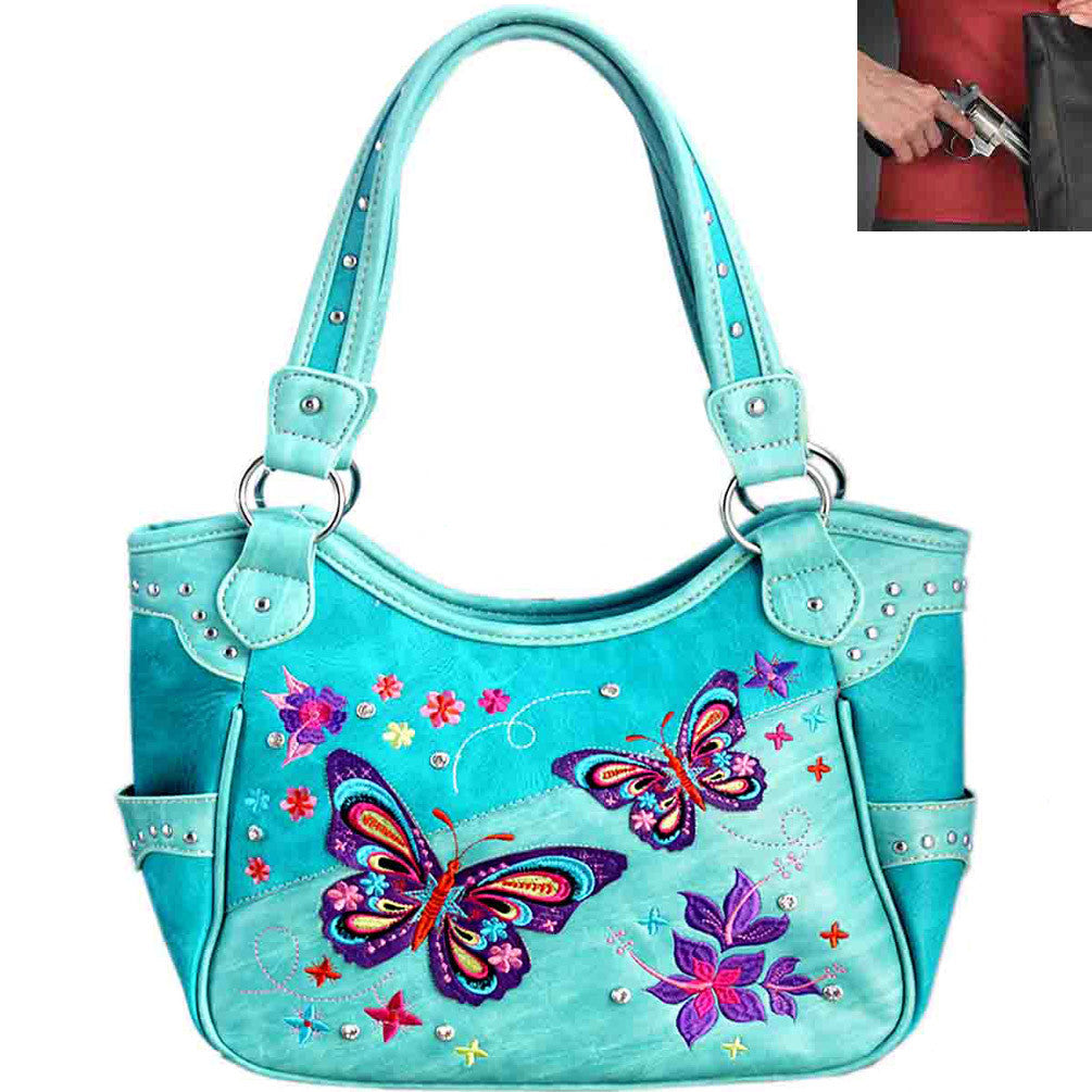 Concealed Carry Western Butterfly Embroidery Shoulder Bag