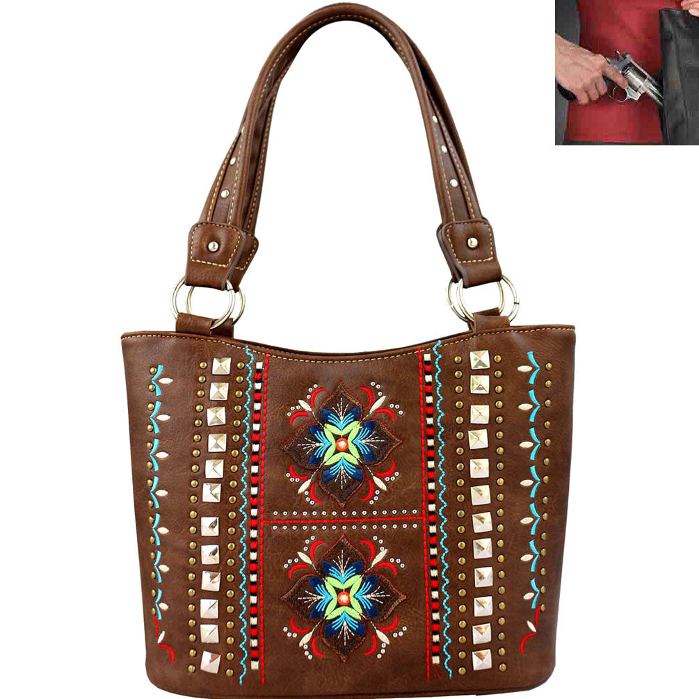 Concealed Carry Western Aztec Embroidery Shoulder Bag