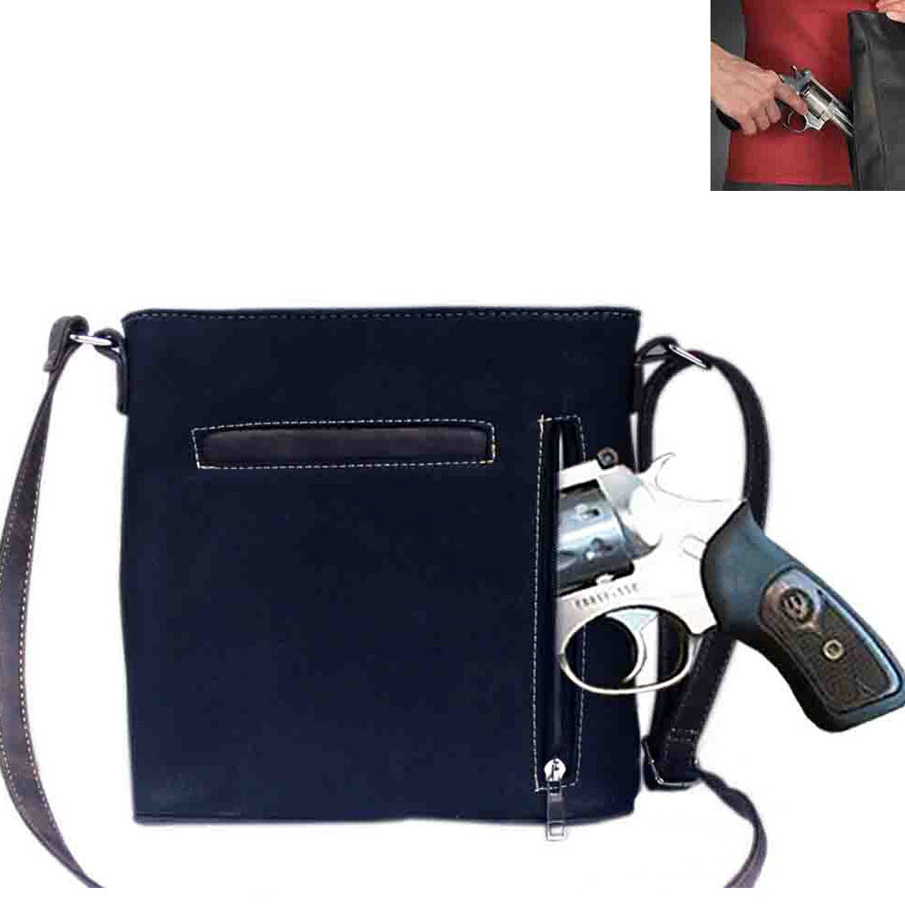 Concealed Carry Buckle Tooling Studded Western U.S. Flag Design Crossbody Bag