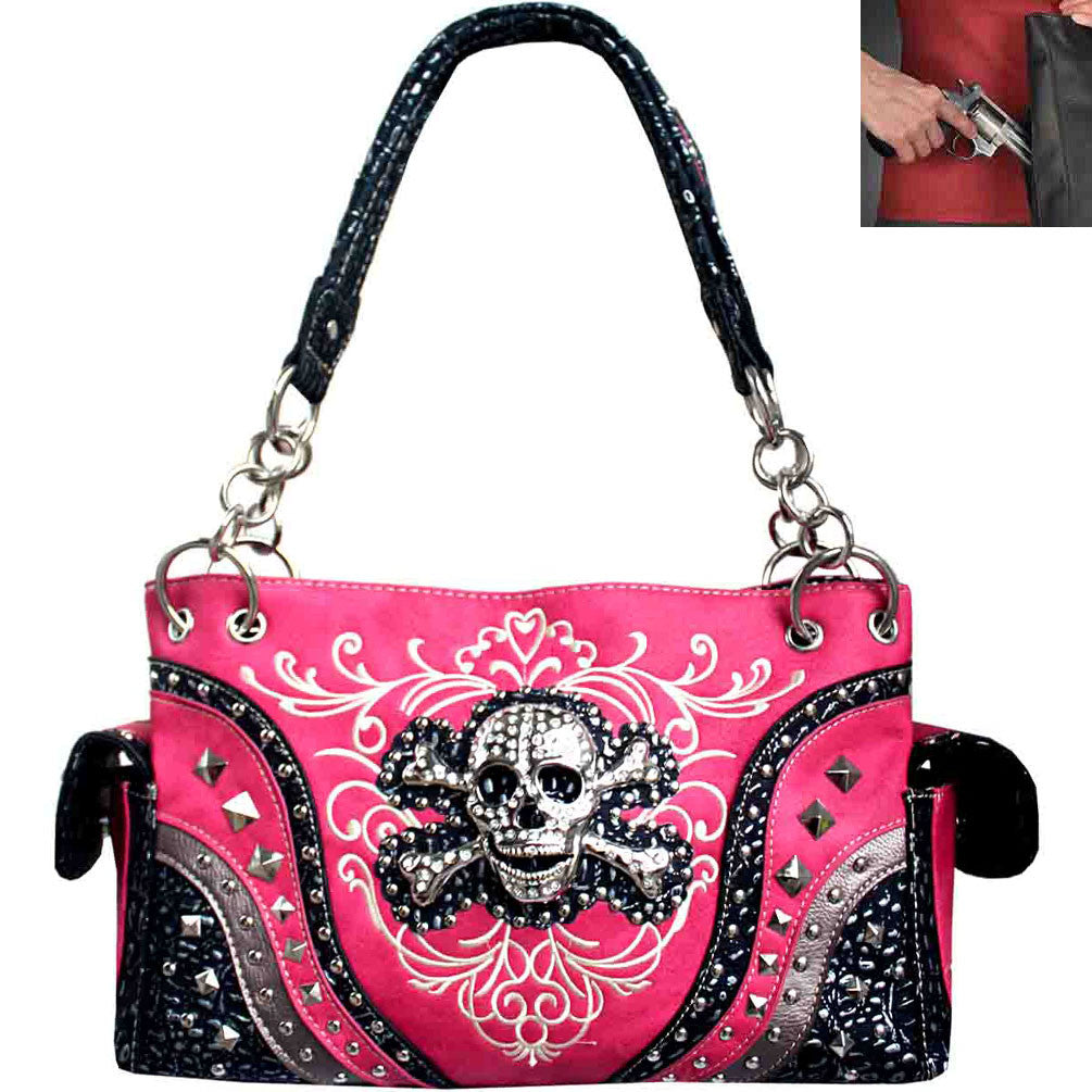 Concealed Carry Skull Concho Studded Western Shoulder Bag